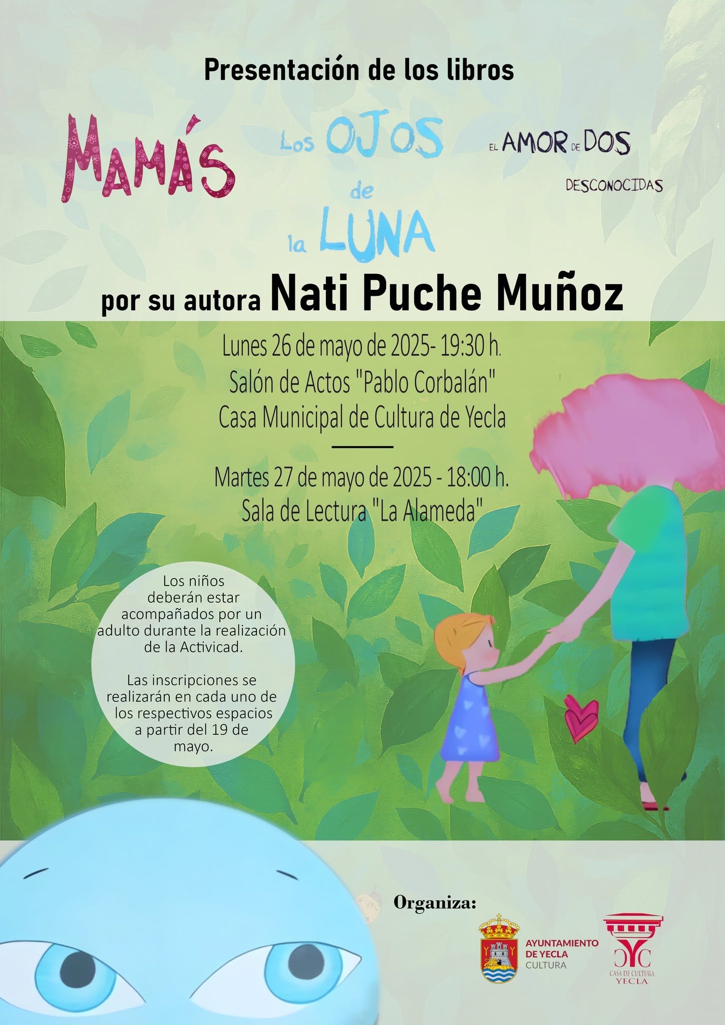 Cuentacuentos y presentación de libros «Mamás»,«Los ojos de la luna» y «El amor de dos desconocidas»